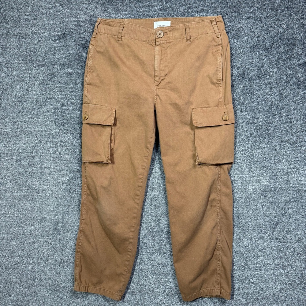 FRAME Cargo Pants Size 27 Latte 100% Cotton‎ Tan Utility Straight Leg
